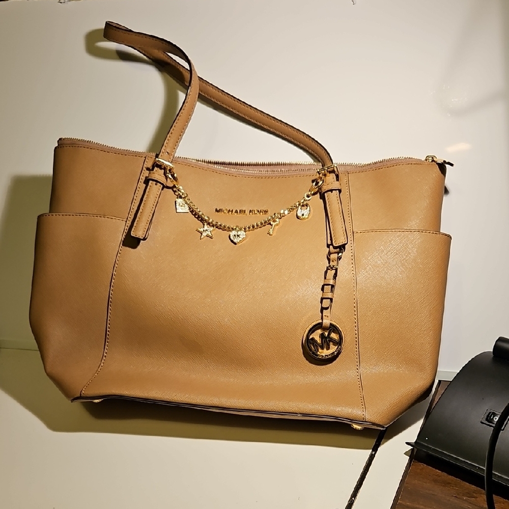 Michael Kors Tan Tote with Gold Chain
